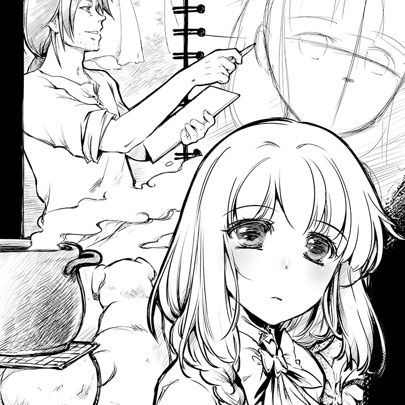 宣教師ゴンドルフ　イラスト　オリジナル・白黒　モノクローム12